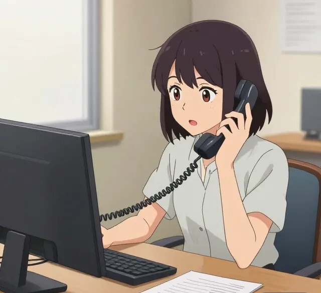 Femme anime au téléphone