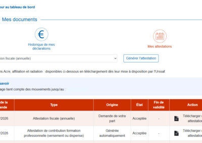 Attestations fiscales disponibles en ligne pour faire sa déclaration d'impôts pour les auto-entreprises
